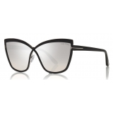 Tom Ford - Sandrine Sunglasses - Occhiali in Metallo a Farfalla - Nero Fumo - FT0715 - Occhiali da Sole - Tom Ford Eyewear