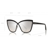 Tom Ford - Sandrine Sunglasses - Occhiali in Metallo a Farfalla - Nero Fumo - FT0715 - Occhiali da Sole - Tom Ford Eyewear