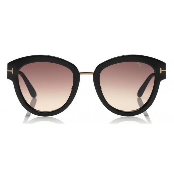 Tom Ford - Mia Sunglasses - Occhiali da Sole Rotondi in Acetato - Nero - FT0574 - Occhiali da Sole - Tom Ford Eyewear