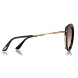 Tom Ford - Mia Sunglasses - Occhiali da Sole Rotondi in Acetato - Nero - FT0574 - Occhiali da Sole - Tom Ford Eyewear