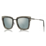 Tom Ford - Lara Sunglasses - Occhiali Quadrati in Acetato - Grigio Argento - FT0573 - Occhiali da Sole - Tom Ford Eyewear