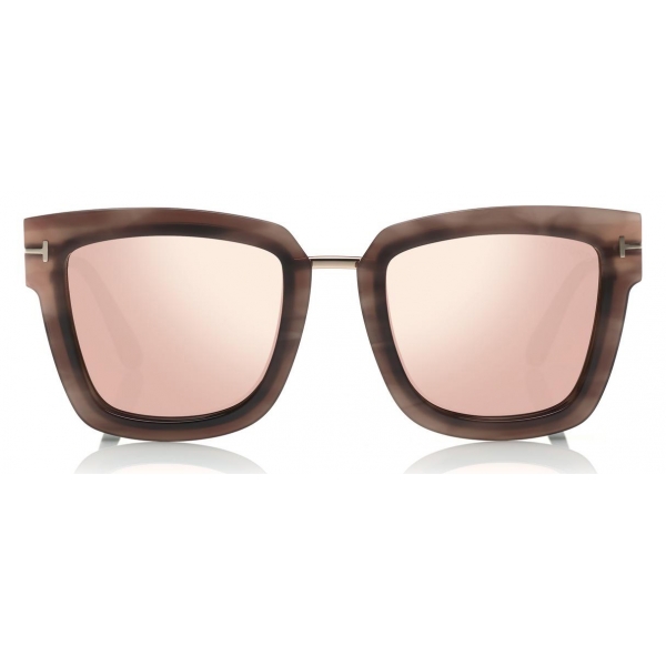 Tom Ford - Lara Sunglasses - Occhiali da Sole Quadrati in Acetato - Havana - FT0573 - Occhiali da Sole - Tom Ford Eyewear