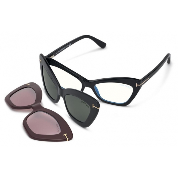 Tom Ford - Double Clip On Optical Glasses - Occhiali a Farfalla - Nero - FT5643-B - Occhiali da Vista - Tom Ford Eyewear