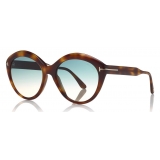 Tom Ford - Maxine Sunglasses - Occhiali Rotondi in Acetato - Avana Bionda - FT0763 - Occhiali da Sole - Tom Ford Eyewear