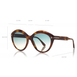 Tom Ford - Maxine Sunglasses - Occhiali Rotondi in Acetato - Avana Bionda - FT0763 - Occhiali da Sole - Tom Ford Eyewear