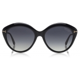 Tom Ford - Polarized Maxine Sunglasses - Occhiali Rotondi in Acetato - Nero - FT0763-P - Occhiali da Sole - Tom Ford Eyewear