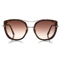 Tom Ford - Joey Sunglasses - Occhiali Rotondi in Metallo e Acetato - Avana Scuro - FT0760 - Occhiali da Sole - Tom Ford Eyewear