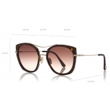 Tom Ford - Joey Sunglasses - Occhiali Rotondi in Metallo e Acetato - Avana Scuro - FT0760 - Occhiali da Sole - Tom Ford Eyewear