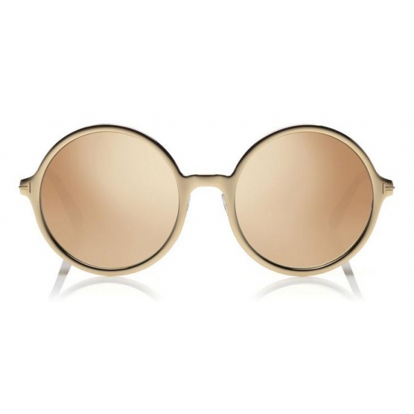 Tom Ford - Ava Sunglasses - Occhiali Rotondi in Metallo - Oro Rosa Marroni - FT0572 - Occhiali da Sole - Tom Ford Eyewear