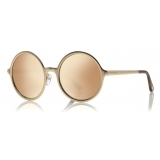 Tom Ford - Ava Sunglasses - Occhiali Rotondi in Metallo - Oro Rosa Marroni - FT0572 - Occhiali da Sole - Tom Ford Eyewear