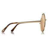 Tom Ford - Ava Sunglasses - Occhiali Rotondi in Metallo - Oro Rosa Marroni - FT0572 - Occhiali da Sole - Tom Ford Eyewear