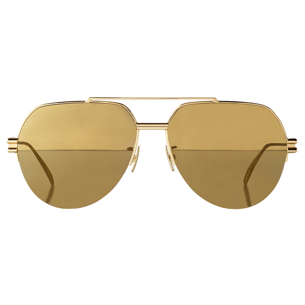 Bottega Veneta - Metal Aviator Sunglasses - Gold Brown - Sunglasses - Bottega  Veneta Eyewear - Avvenice