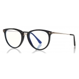 Tom Ford - Blue Block Optical Glasses - Occhiali Rotondi in Metallo - Nero - FT5640-B - Occhiali da Vista - Tom Ford Eyewear