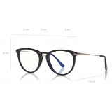 Tom Ford - Blue Block Optical Glasses - Occhiali Rotondi in Metallo - Nero - FT5640-B - Occhiali da Vista - Tom Ford Eyewear