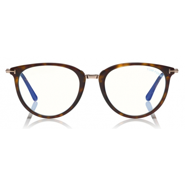 Tom Ford - Blue Block Optical Glasses - Occhiali Rotondi Metallo - Avana Scuro - FT5640-B - Occhiali da Vista - Tom Ford Eyewear