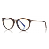 Tom Ford - Blue Block Optical Glasses - Occhiali Rotondi Metallo - Avana Scuro - FT5640-B - Occhiali da Vista - Tom Ford Eyewear