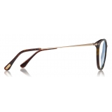 Tom Ford - Blue Block Optical Glasses - Occhiali Rotondi Metallo - Avana Scuro - FT5640-B - Occhiali da Vista - Tom Ford Eyewear