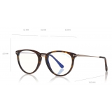 Tom Ford - Blue Block Optical Glasses - Occhiali Rotondi Metallo - Avana Scuro - FT5640-B - Occhiali da Vista - Tom Ford Eyewear