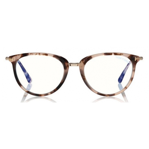 Tom Ford - Block Optical Glasses - Round Metal Optical Glasses - Light Havana - FT5640-B - Optical Glasses - Tom Ford Eyewear