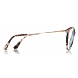 Tom Ford - Block Optical Glasses - Occhiali Rotondi Metallo - Avana Chiara - FT5640-B - Occhiali da Vista - Tom Ford Eyewear