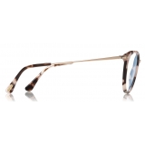 Tom Ford - Block Optical Glasses - Round Metal Optical Glasses - Light Havana - FT5640-B - Optical Glasses - Tom Ford Eyewear