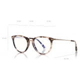 Tom Ford - Block Optical Glasses - Occhiali Rotondi Metallo - Avana Chiara  - FT5640-B - Occhiali da Vista - Tom Ford Eyewear - Avvenice