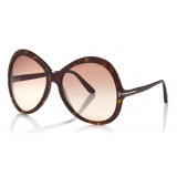 Tom Ford - Rose Sunglasses - Occhiali da Sole Ovale in Acetato - Avana Scuro - FT0765 - Occhiali da Sole - Tom Ford Eyewear