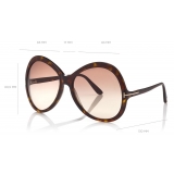 Tom Ford - Rose Sunglasses - Occhiali da Sole Ovale in Acetato - Avana Scuro - FT0765 - Occhiali da Sole - Tom Ford Eyewear