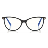 Tom Ford - Blue Block Optical Glasses - Round Acetate Optical Glasses - Black - FT5616-B - Optical Glasses - Tom Ford Eyewear