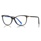 Tom Ford - Blue Block Optical Glasses - Occhiali Rotondi in Acetato - Nero - FT5616-B - Occhiali da Vista - Tom Ford Eyewear