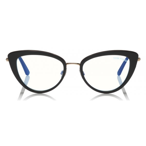 Tom Ford - Blue Block Optical Glasses - Occhiali Cat-Eye in Metallo - Nero - FT5580-B - Occhiali da Vista - Tom Ford Eyewear