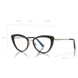 Tom Ford - Blue Block Optical Glasses - Occhiali Cat-Eye in Metallo - Nero - FT5580-B - Occhiali da Vista - Tom Ford Eyewear