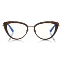 Tom Ford - Block Optical Glasses - Occhiali Cat-Eye in Metallo - Avana Scuro - FT5580-B - Occhiali da Vista - Tom Ford Eyewear