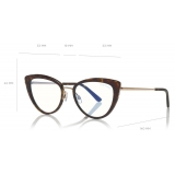 Tom Ford - Block Optical Glasses - Cat-Eye Metal Optical Glasses - Dark Havana- FT5580-B - Optical Glasses - Tom Ford Eyewear