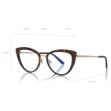 Tom Ford - Block Optical Glasses - Occhiali Cat-Eye in Metallo - Avana Scuro - FT5580-B - Occhiali da Vista - Tom Ford Eyewear