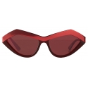 Bottega Veneta - Angular Cat-Eye Sunglasses - Dark Red Amarant - Sunglasses - Bottega Veneta Eyewear