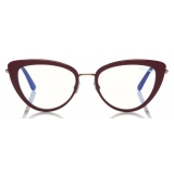 Tom Ford - Block Optical Glasses - Occhiali Cat-Eye in Metallo - Viola - FT5580-B - Occhiali da Vista - Tom Ford Eyewear