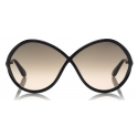 Tom Ford - Liora Sunglasses - Occhiali da Sole Rotondi Oversize in Acetato - Nero - FT0528 - Occhiali da Sole - Tom Ford Eyewear