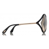 Tom Ford - Liora Sunglasses - Oversize Round Acetate Sunglasses - Black - FT0528 - Sunglasses - Tom Ford Eyewear