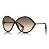 Tom Ford - Liora Sunglasses - Occhiali da Sole Rotondi Oversize in Acetato - Nero - FT0528 - Occhiali da Sole - Tom Ford Eyewear