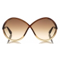 Tom Ford - Liora Sunglasses - Occhiali Rotondi Oversize in Acetato - Marroni - FT0528 - Occhiali da Sole - Tom Ford Eyewear