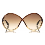 Tom Ford - Liora Sunglasses - Occhiali Rotondi Oversize in Acetato - Marroni - FT0528 - Occhiali da Sole - Tom Ford Eyewear