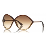 Tom Ford - Liora Sunglasses - Occhiali Rotondi Oversize in Acetato - Marroni - FT0528 - Occhiali da Sole - Tom Ford Eyewear
