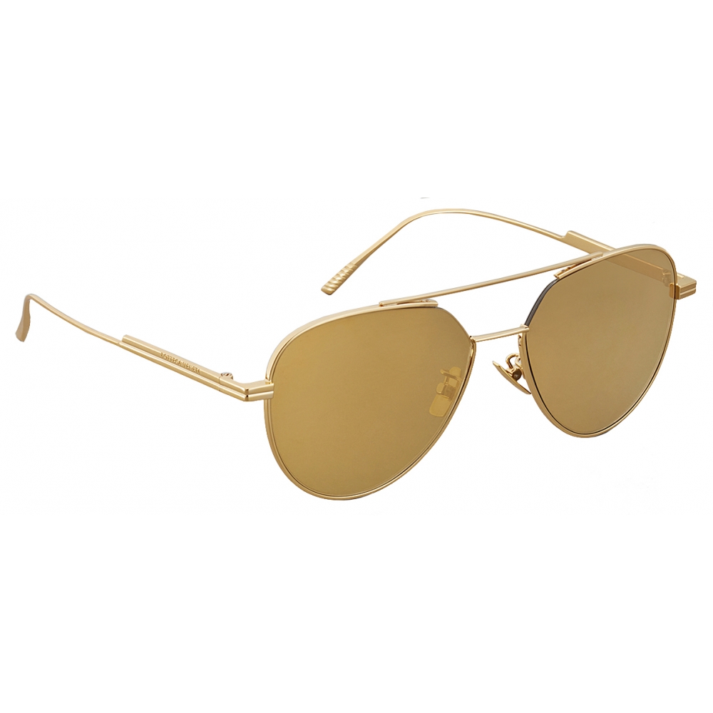 Bottega Veneta - Metal Aviator Sunglasses - Gold Brown - Sunglasses - Bottega  Veneta Eyewear - Avvenice