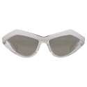 Bottega Veneta - Angular Cat-Eye Sunglasses - Silver Crystal - Sunglasses - Bottega Veneta Eyewear