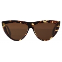 Bottega Veneta - Acetate Teardrop Sunglasses - Havana Brown - Sunglasses - Bottega Veneta Eyewear
