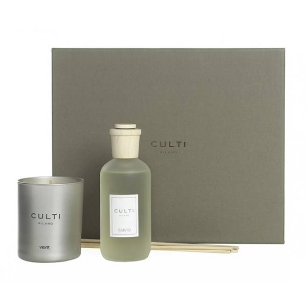 Culti Milano - Giftbox Stile Tessuto Diffuser and Velvet Candle - Gift Box - Room Fragrances - Fragrances - Luxury