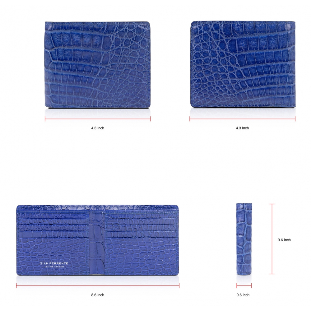Genuine Crocodile Leather Blue Royal Vertical Wallet