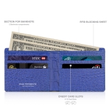 Gian Ferrente - Est. 1982 - Classic Bi-Fold Leather Wallet in Crocodile Belly - Blue Navy - Luxury High Quality