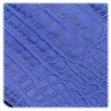 Gian Ferrente - Est. 1982 - Classic Bi-Fold Leather Wallet in Crocodile Belly - Blue Navy - Luxury High Quality